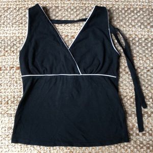 Black halter top with long tie straps